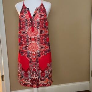 Striking pomegranate colored dress